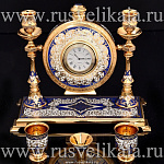 9105 Златоуст НАБОР КАМИННЫЙ :фляга-часы+2стопки+2 подсвечника в П/У