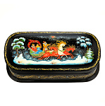 0044910/12*8см  Лаковая миниатюра Палех ШКАТУЛКА "Тройка" Захарова