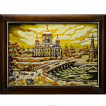 Картина янтарная "Храм Христа Спасителя. Старая Москва"