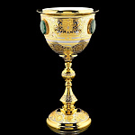 /ФПП Златоуст КУБОК УКРАШЕННЫЙ средний Позолота, Малахит в п/у