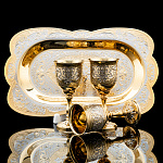 0055997/6064 Златоуст НАБОР(Лоток ср, 3 рюмки малых) NAW-6064