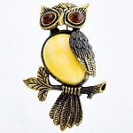 0049796/1554.4 Брошь Сова на веточке Ночь (белый)