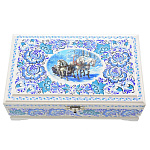 0060915/23*14см Хохлома Шкатулка 1 ОТДЕЛЕНИЕ "ЗИМА/ТРОЙКА" Р7 Н 0008