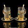 Чайный набор с подстаканниками "Малахит". Златоуст, фотография 2. Интернет-магазин ЛАВКА ПОДАРКОВ