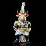 -0,75л Фарфор ШТОФ "Бык-Генерал" цветной с золотом