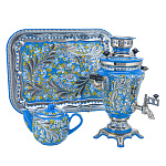 0076534 Самовар электрический "ЛАНДЫШ" на голубом 1,5 л, прямоуг