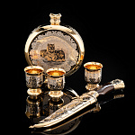 0055965/20883 Златоуст НАБОР ОХОТНИКА(фляжка+3р+нож ц/м) ZF20883