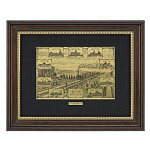 Офорт черно-белый "История железных дорог России" 30x40 см