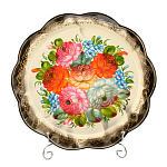 Поднос с авторской росписью "Цветы" 33х33 см