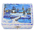 0060921/9*7-ЗИМА Хохлома Шкатулка ЗИМА/ПЕЙЗАЖ Р 26 Н 0183