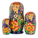 Матрешка "Цветы" 3 места