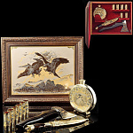 10494 Златоуст Подарочный НАБОР ОХОТНИЧИЙ на 6 персон, позолота, в ПУ