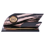 0019012 Обсидиан НАБОР ПИСЬМЕННЫЙ:часы+визитница+ручка 