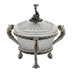 0053698-18022 Серебро 925* Икорница "МОРСКИЕ КОНЬКИ-1" (хрусталь) 127,3