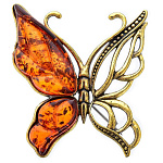 0051064/2105.4 Брошь Бабочка Лимонка (коньячный)