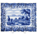  Гжель ТАРЕЛКА декоративная ЛЕТО. Природа , 17*14 см