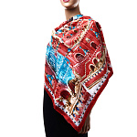  Сувенирный платок МОСКВА КРЕМЛЬ ФАБЕРЖЕ 90*90см состав:шелк70% вискоза30% МД НиныРучкиной