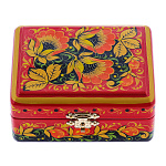 67871/9*7см Хохлома Шкатулка ЦВЕТЫ на красном Р26 Н 0183