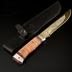 0049652 Златоуст Нож разделочный Ястреб (береста) алюм. с титановым покрытием