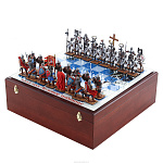 Шахматы со стеклянным полем и оловянными фигурами "Ледовое побоище"