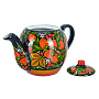 Чайник заварочный 0,7 л "Клубника". Хохлома, фотография 2. Интернет-магазин ЛАВКА ПОДАРКОВ