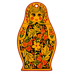 0036536 Хохлома ДОСКА разделочная МАТРЕШКА  L=30 см