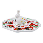 Тарелка-пасхальница с ручной росписью "Кролик" на 8 яиц