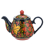 0080301 ХОХЛОМА чайник "Ягоды" черный фон (форма 6) 0,7