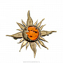 Брошь с янтарной вставкой "Солнце", фотография 1. Интернет-магазин ЛАВКА ПОДАРКОВ