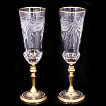 0032163/СМРГ Златоуст НАБОР для шампанского: 2 фужера, Хрусталь, позолота в П/У