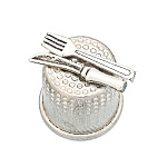 0078360 Сувенир НАПЕРСТОК  ВИЛКА-НОЖ,1,8*1,5см 