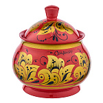 Деревянный горшок-поставок с росписью. Хохлома