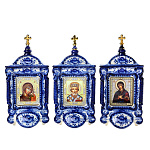 -Семистрельная Гжель ИКОНА "Божией Матери "Семистрельная" (золотой крест)