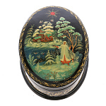 0060945/13*9см  Лаковая миниатюра Палех ШКАТУЛКА "Снегурочка" Ларина