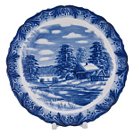 Тарелка декоративная "Зимний пейзаж". Гжель
