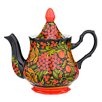 Чайник заварочный 0,5 л с росписью "Рябинка". Хохлома