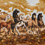 Картина янтарная "Табун лошадей" 30х40 см, фотография 2. Интернет-магазин ЛАВКА ПОДАРКОВ