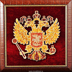0024602 Янтарь КАРТИНА-ПАННО "Герб Москвы" 41*41см в раме