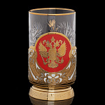 0019033 Златоуст Подстаканник "ГЕРБ" + ч/л  в ПУ красная эмаль