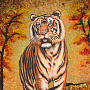 Картина янтарная "Тигр в лесу" 60х40 см, фотография 1. Интернет-магазин ЛАВКА ПОДАРКОВ