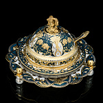  Златоуст ИКОРНИЦА "АЖУРНАЯ" с эмалью (МОРСКАЯ ВОЛНА)