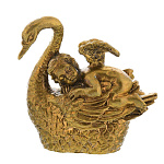 0052853/6*6см Бронза Колокольчик "ЛЕБЕДЬ" БОЛЬШОЙ С АНГЕЛОМ"
