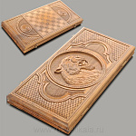 0013575 Нарды резные "Тигр" нат. дерево ПРЯМЫЕ