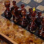 Шахматный ларец с инкрустацией и фигурами из янтаря 65х65 см, фотография 3. Интернет-магазин ЛАВКА ПОДАРКОВ