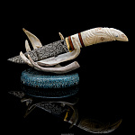 Сувенирный нож на подставке из кости "Белый орел"