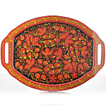 0020212/41*25см  ХОХЛОМА ПОДНОС  в ассортименте ОВАЛ ФИГУРНЫЙ