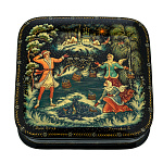 0065069-11*11см Лаковая миниатюра Палех ШКАТУЛКА "Емеля" Камардин