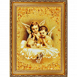 Картина янтарная "Ангелы и младенец" 20х30 см