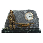 10763/1.22 Бронза Часы настольные "Начало" Змеевик (1.22)