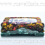 0026821/ЛТ/30*14*10см  ШКАТУЛКА "РУССКИЕ ПРОСТОРЫ" Змеевик, каменная крошка